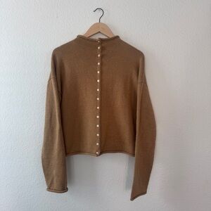 Alex Mill Taylor Cardigan Mock Neck Roll Top